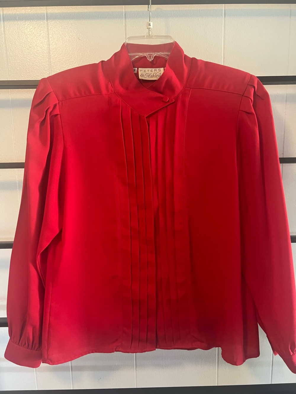 VINTAGE, Padded Shoulders, Size 12, PETERS & ASHLEY Polyester Red Top, C16